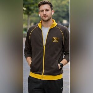 Armani Exchange A|X Zip Up Track Jacket Gray Yellow Logo Size M